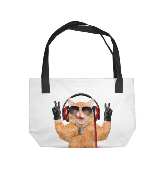 Пляжная сумка Cat music lover
