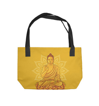 Пляжная сумка Золотой Будда с мандалой и лотосом