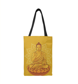 Сумка-шоппер Золотой Будда с мандалой и лотосом