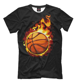 Мужская Футболка Баскетбольный мяч в огне