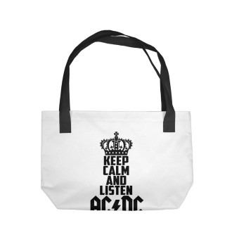 Пляжная сумка Keep calm and listen AC DC