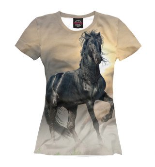 Женская футболка Чёрный конь