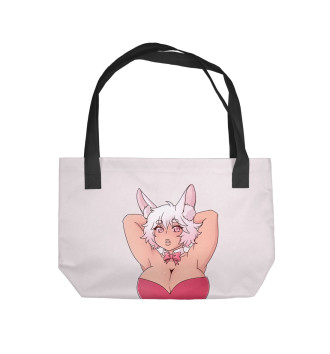 Пляжная сумка Девушка розовая кошка
