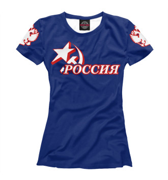 Футболка для девочек Герб России (красный)
