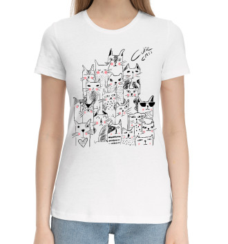 Женская Хлопковая футболка Команда котов