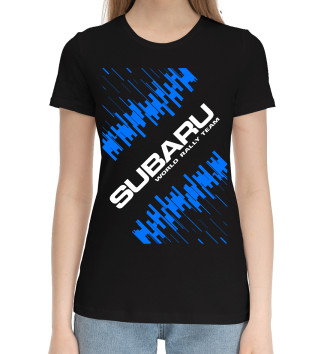 Женская Хлопковая футболка Subaru Racing - Глитч
