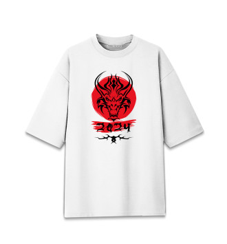Хлопковая футболка оверсайз для девочек Дракон 2024