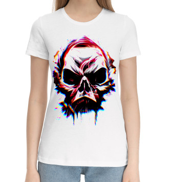 Женская Хлопковая футболка Skull art