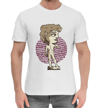 Мужская Хлопковая футболка Статуя Давида Чиби