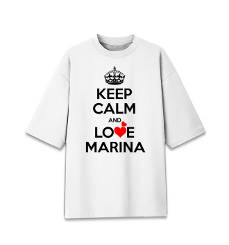 Женская Хлопковая футболка оверсайз Будь спокоен и люби Марина