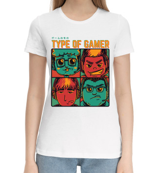 Женская Хлопковая футболка Type of gamer