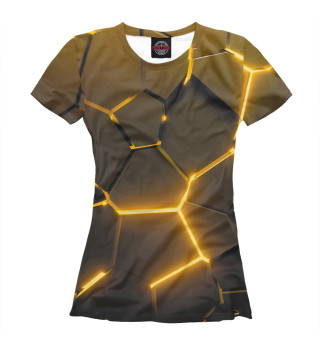 Женская футболка Разлом золотых неоновых плит - геометрия