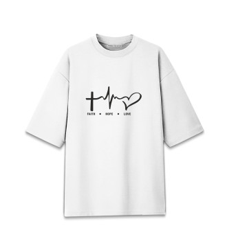 Хлопковая футболка оверсайз для девочек Вера, Надежда, Любовь