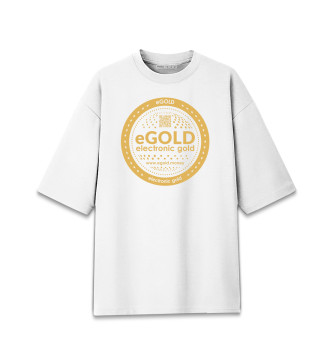 Женская Хлопковая футболка оверсайз Coin white code eGOLD