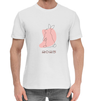 Мужская Хлопковая футболка Милый кролик 2023