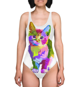 Женский Купальник-боди Разноцветный котик