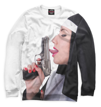 Свитшот для девочек Монашка с пистолетом