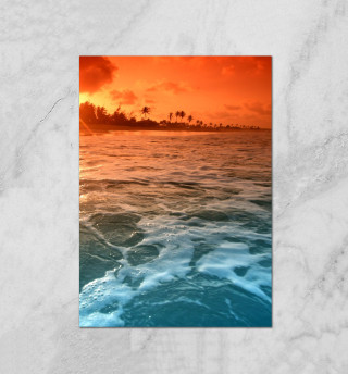 Плакат Рыжий закат на море