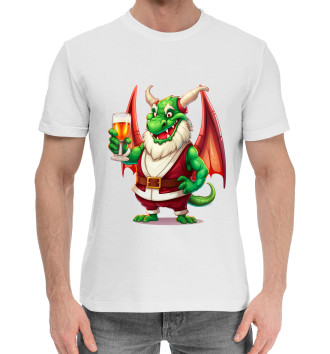 Мужская Хлопковая футболка Зелёный дракон