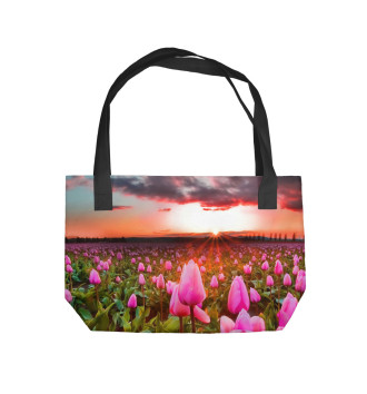 Пляжная сумка Розовые тюльпаны