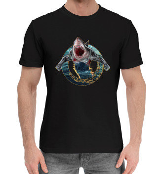 Мужская Хлопковая футболка Акула