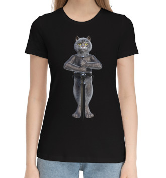 Женская Хлопковая футболка Кот-рыцарь
