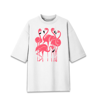 Женская Хлопковая футболка оверсайз Фламинго