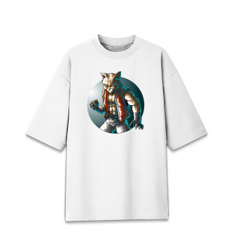 Женская Хлопковая футболка оверсайз Cat Fighter