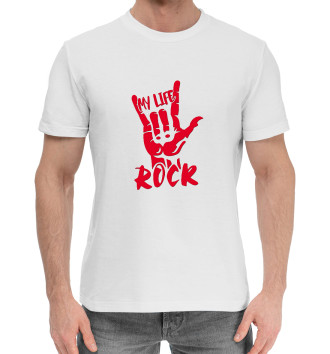Мужская Хлопковая футболка My Life Is Rock