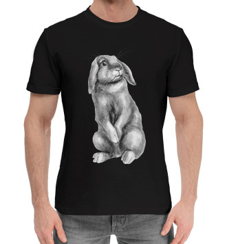 Мужская Хлопковая футболка Черный кролик чудной