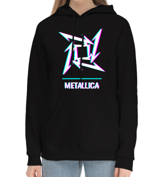 Женский Хлопковый худи Metallica Glitch Rock Logo