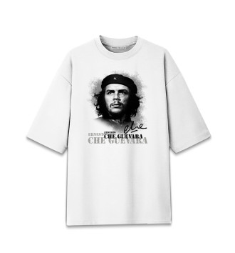 Женская Хлопковая футболка оверсайз Че Гевара (белый фон)