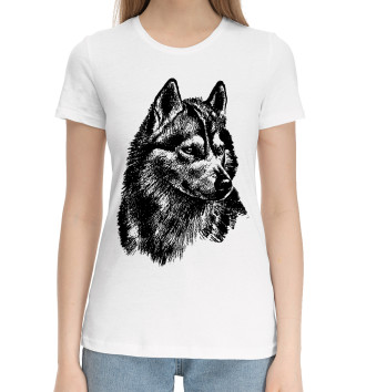 Женская Хлопковая футболка Волк