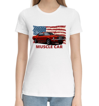 Женская Хлопковая футболка Muscle car
