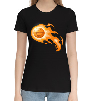 Женская Хлопковая футболка Мяч в огне