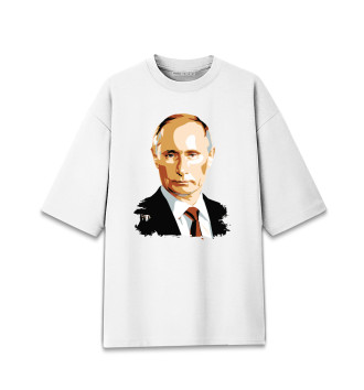 Хлопковая футболка оверсайз для девочек Путин