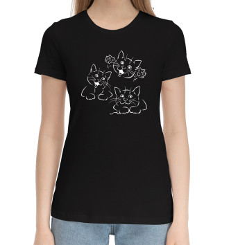 Женская Хлопковая футболка Веселые котики
