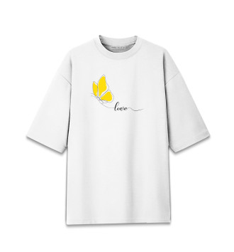Хлопковая футболка оверсайз для девочек Бабочка с любовью