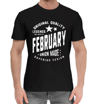 Мужская Хлопковая футболка Legends are rorn in February