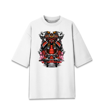 Женская Хлопковая футболка оверсайз Самурай демон