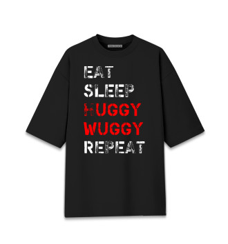 Женская Хлопковая футболка оверсайз Eat Sleep Huggy Wuggy Repeat