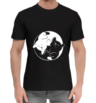 Мужская Хлопковая футболка Инь и Янь коты