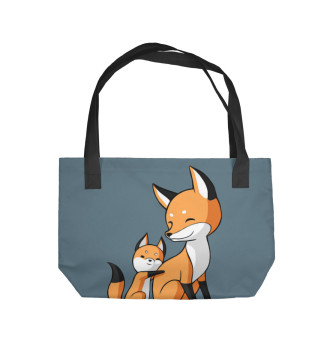 Пляжная сумка Лисица с лисёнком