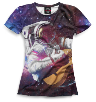 Женская футболка Космонавт с гитарой