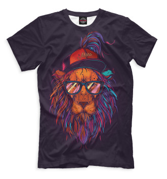 Мужская Футболка Lion with glasses