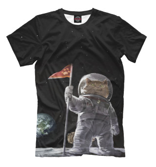 Мужская футболка кот на луне