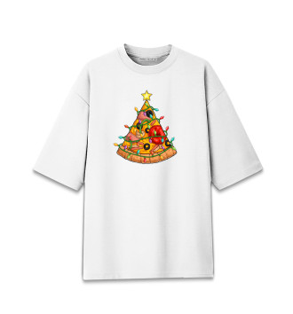 Женская Хлопковая футболка оверсайз Пицца - Ёлка