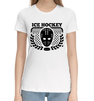 Женская Хлопковая футболка Ice hockey
