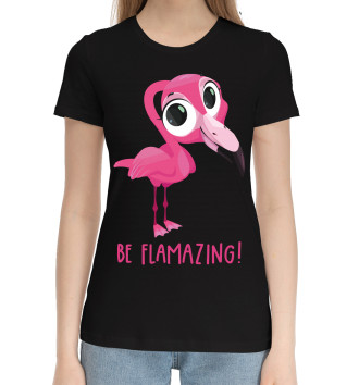 Женская Хлопковая футболка Фламинго