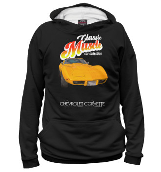 Женское Худи Маслкар Chevrolet Corvette на черном фон